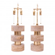 Pair of travertine table lamps